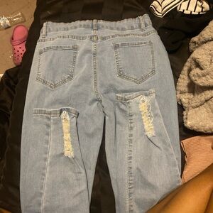 SHEIN Light Blue Ripped Skinny Jeans